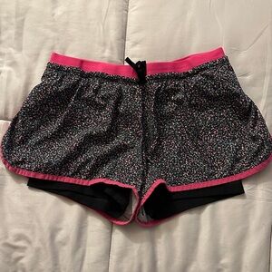Nike Women's Black and Pink Athletic Shorts